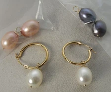 Unworn Boxed Honora 14K Gold Hoop Earrings w/3 Colors Changeable Pearl Dangles
