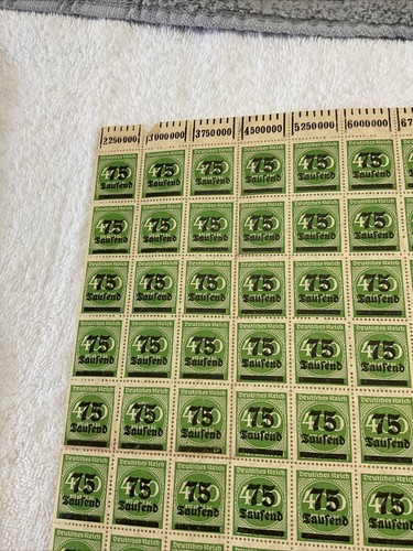GERMANY(-1923-)-75.000 Mark-INFLATION-lot Of PARTIAL SHEETS/FAULTS-SEE PHOTOS-#2 - Picture 16 of 17