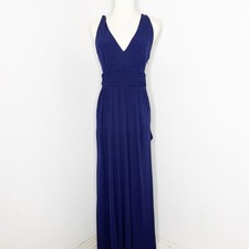Maeve Yuma Navy Blue Maxi Dress Size 6 Formal Sleeveless V-Neck Pockets