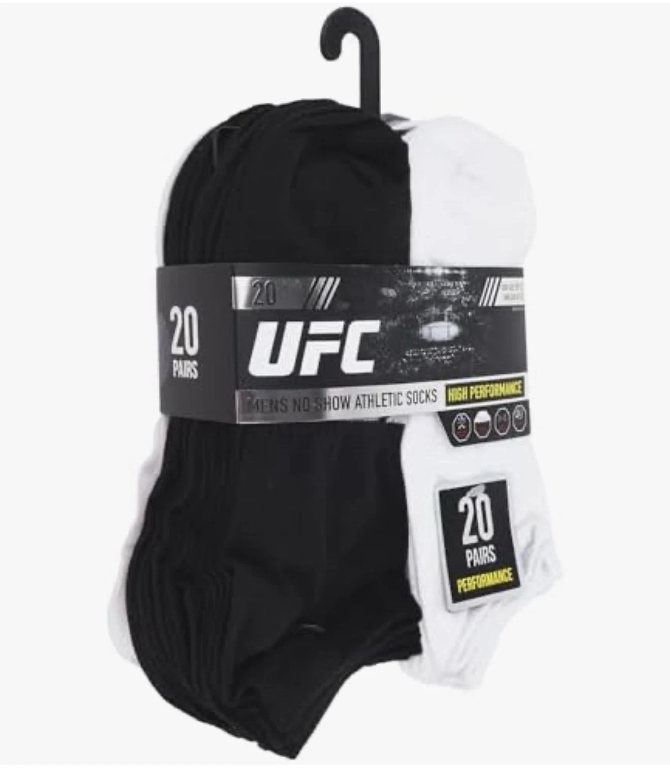 20 PAIR Mens Socks No Show White Gray Black sz 6-12 UFC workout ankle Athletic