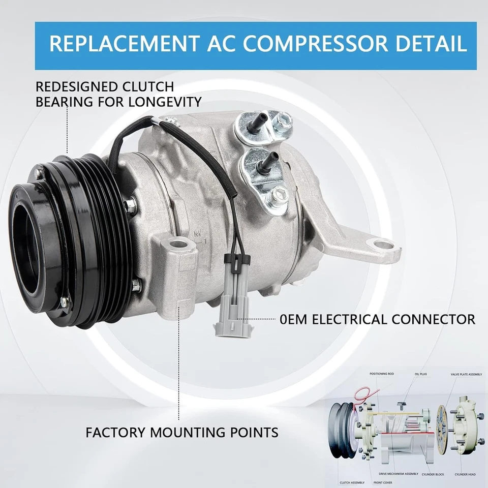 AC Compressor fits for Chevry Avalanche Tahoe Suburban Silverado GMC Sierra Yuko - Image 3 of 4