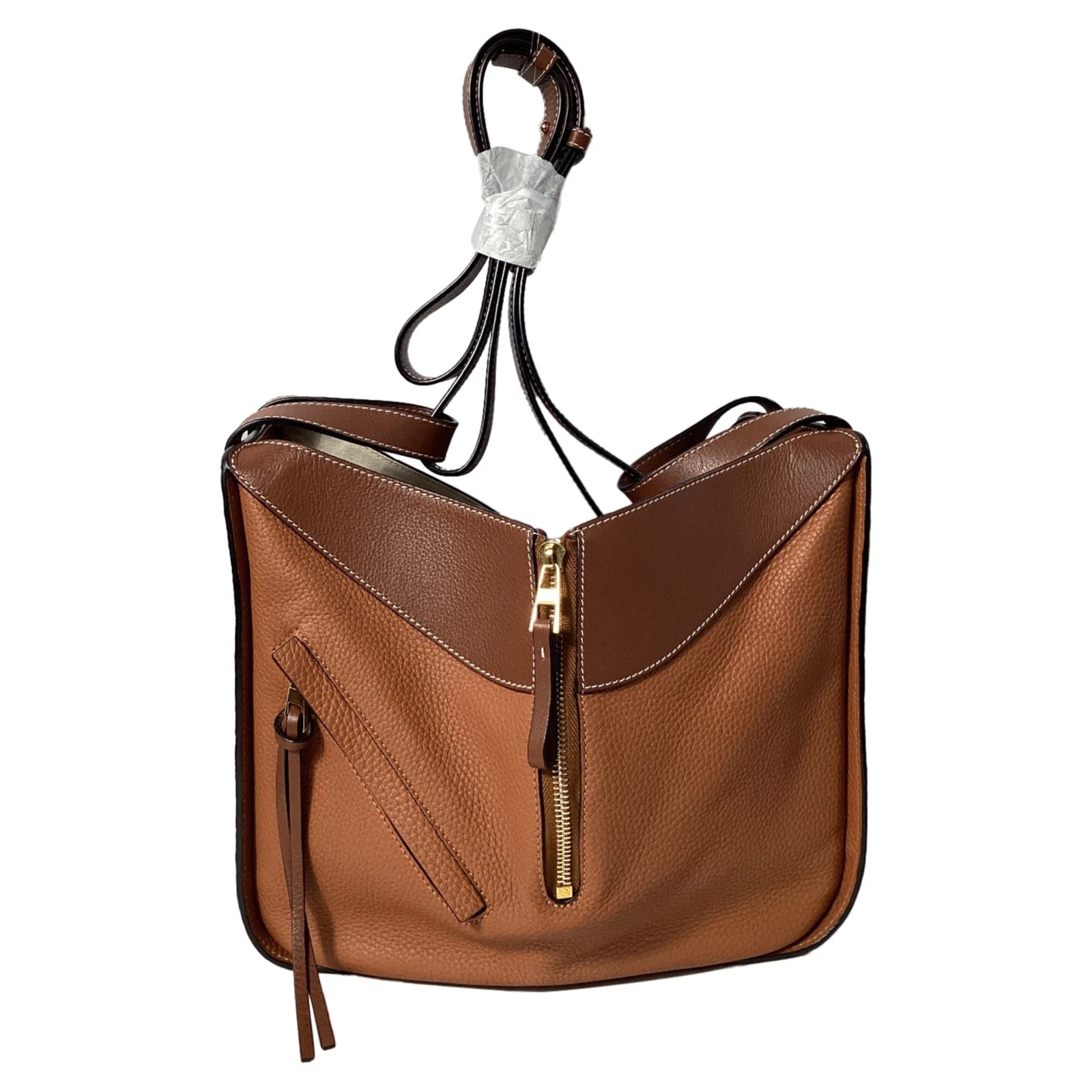 Borsa a tracolla Loewe piccola amaca in pelle di vitello marrone donna ocra taglia unica