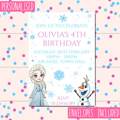 Frozen Elsa Olaf Geburtstag Party Einladungen Kindereinladungen inkl. Umschläge