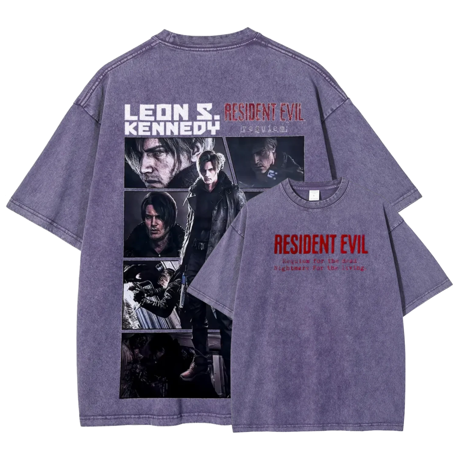 Resident Evil Requiem Horror Game Washed Tee 2 Sided Unisex Graphic