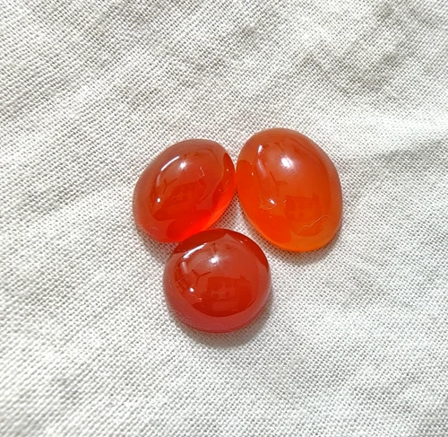 3pcs Beautiful Orange Carnelian Mini Cabochons 10-13MM Loose Gemstone Polished
