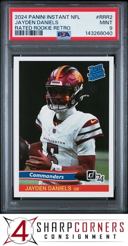 2024 PANINI INSTANT NFL RATED ROOKIE RETRO #RRR2 JAYDEN DANIELS RC #/890 PSA 9
