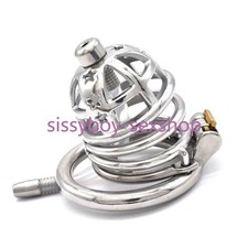 Stainless Steel Male Chastity Cage Device Medium Men Locking Belt Restraint