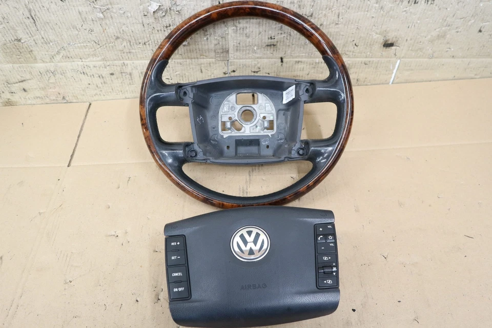 VW Touareg 7L Lenkrad Original Leder/Holz Nussbaum 3D0419091AA =R - Bild 2 von 4