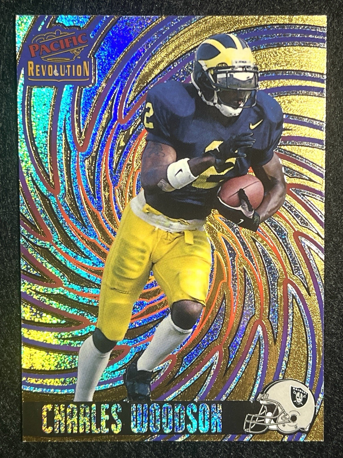 1998 Pacific Revolution: Charles Woodson- Card #105 Oakland Raiders Embossed RC