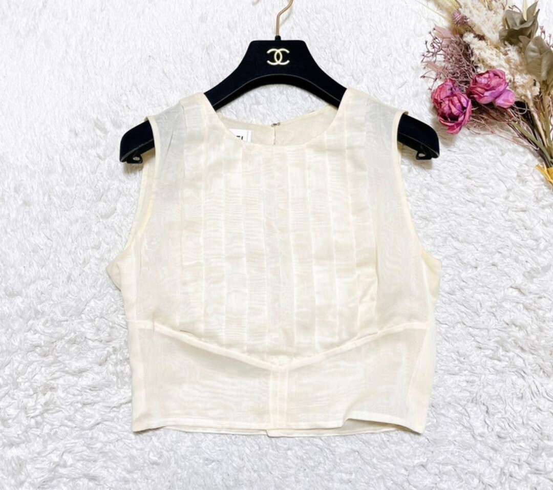CHANEL Sleeveless Tops Women Silk Cotton Size 36 Made in France