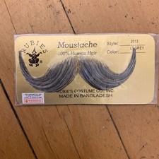 MUSTACHES THEATRICAL- 100 HUMAN HAIR HANDLEBAR RUBIES 2013 Light Grey