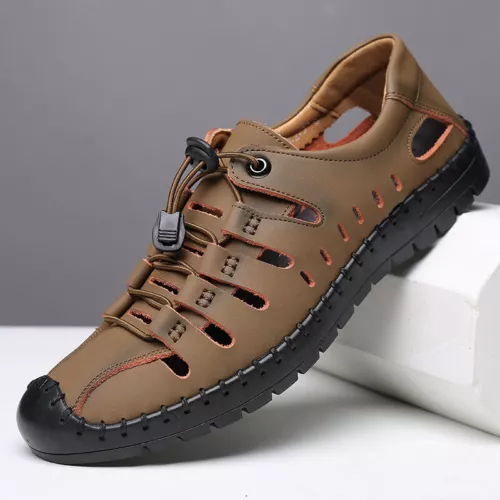 Herren Echtleder Sandalen Schuhe Sommer Strand Freitzeit Pantoffel Leder S60 - Bild 2 von 14