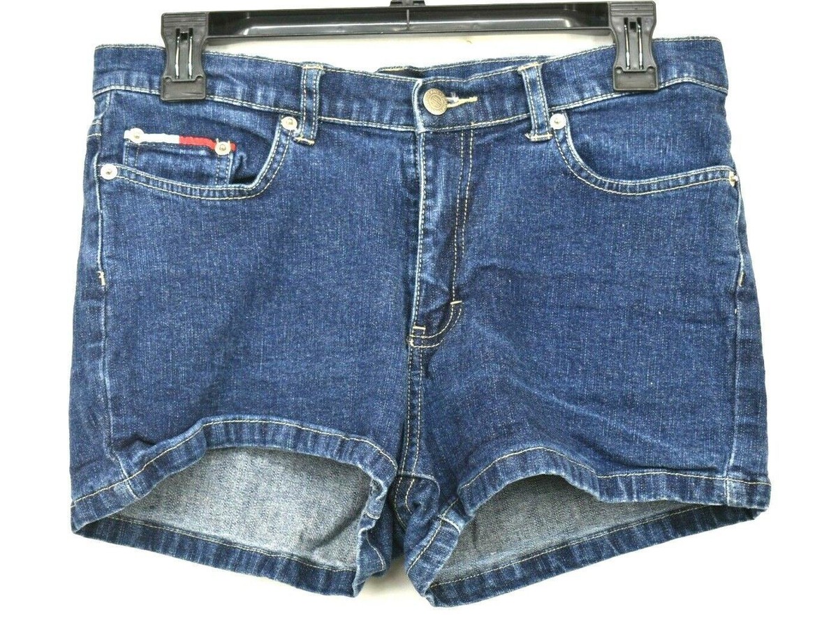 Tommy Jeans Juniors Dark Denim Button Zip Cotton Stretch Jean Shorts Sz 11 - Main Image