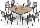 9 Pcs Outdoor Dining Set Patio Large Table Chairs Furniture Set Backyard Garden