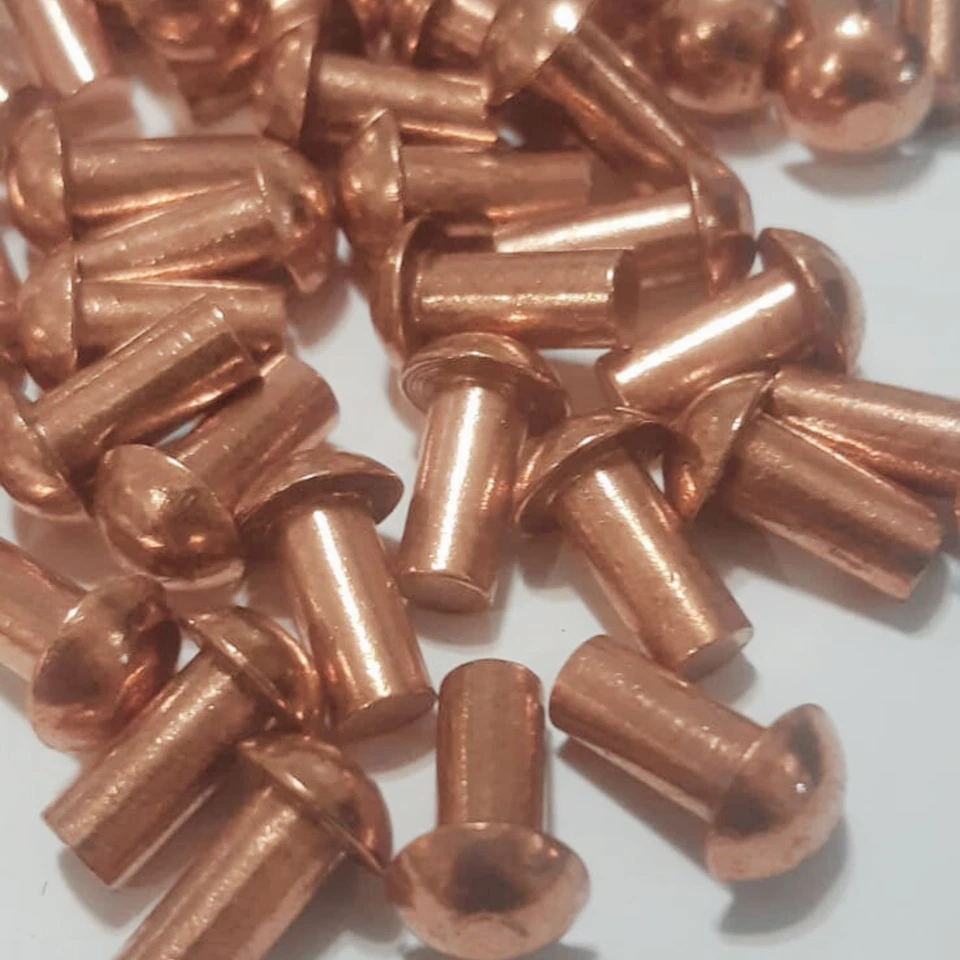 Ribattini in Rame 4x10 mm 100pz  Chiodi Rivetti Resistenti per Lavorazioni Met - Immagine 2 di 3