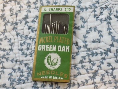 Green Oak Needles ~ Nickel Plated ~ Sharps 5/10 ~ Made in England
