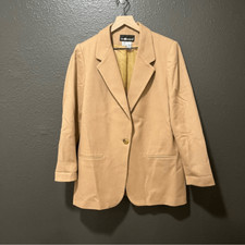Vintage Sag Harbor 100 Wool Tan Blazer Size 14