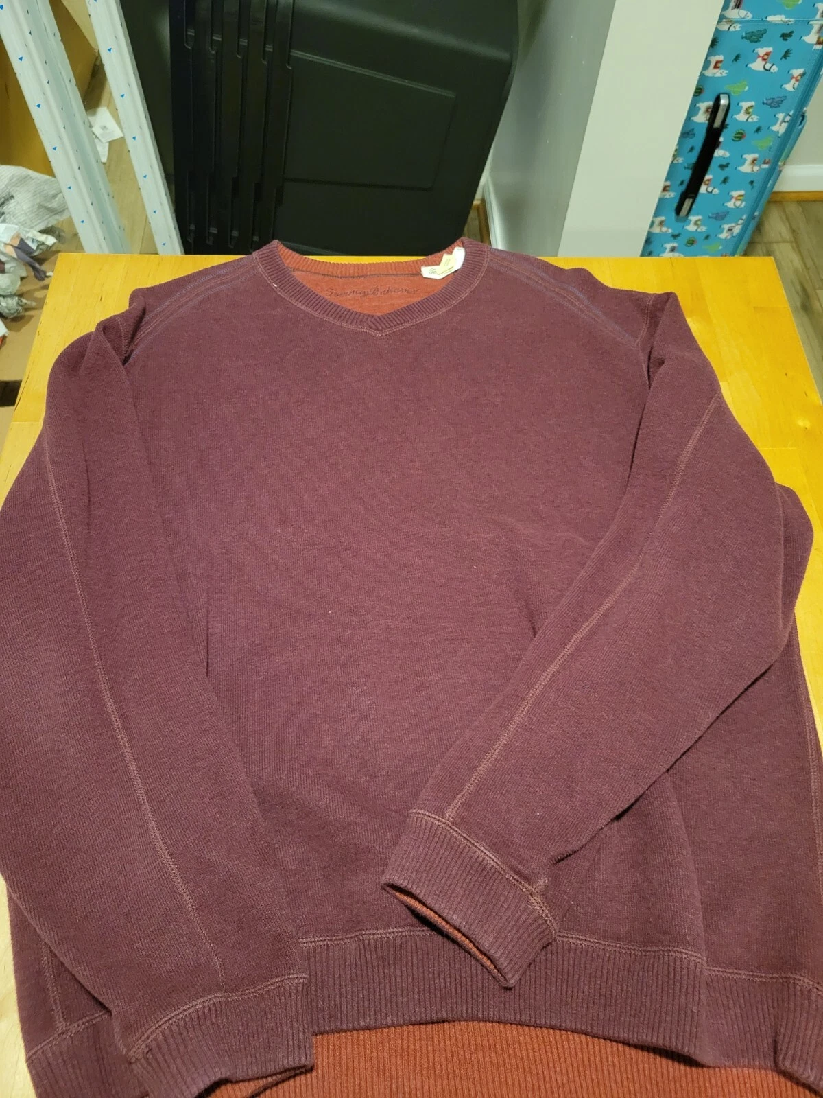 Tommy Bahama Sweater Mens XL Red Reversible Knit Pullover Sweatshirt Crew VTG