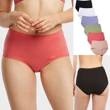 6 Pack Mamia Ladies Cotton Stretch Brief Soft High Rise Waist Panties Underwear