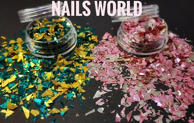 Nail Art Mix Scherben unregelmäßige Flocken Glitzer Dekoration Handwerk gebrochen Spiegel UK