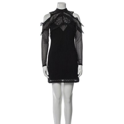 Self-Portrait Purl Knit Lace Cut-out Shoulder Dress 4
