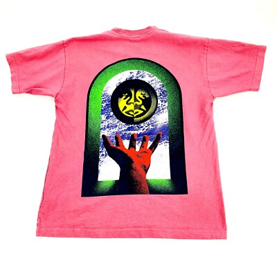 #ad Obey T Shirt Men Sz Small Pink Sun Hand Earth Short Sleeve $9.85