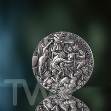 The Bacchanalia Celestial Beauty 5 Oz Antique Finish Silver Coin Cameroon 2025
