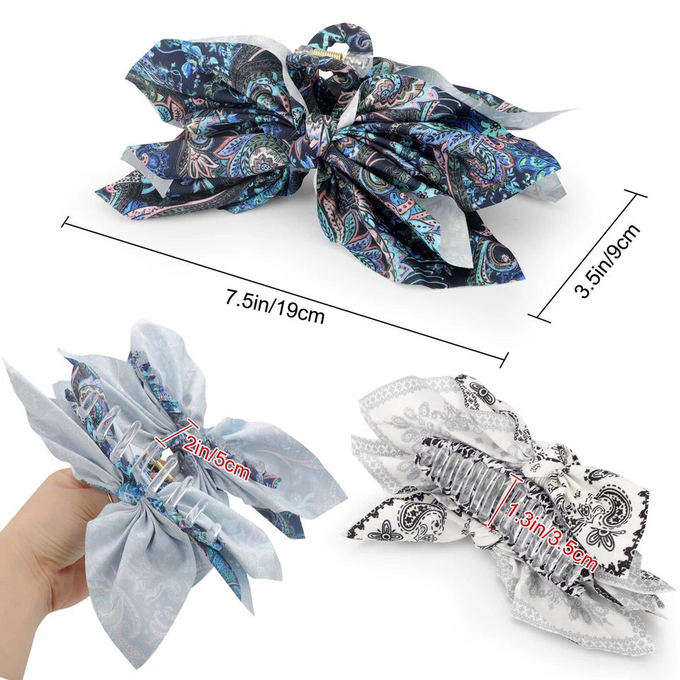 4Pcs Butterfly Hair Clips, Sturdy Flower Claw Clip, Big Hair Bows for Women Girl - Image 2 of 4