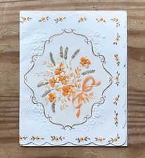 Vintage Wildflower Bouquet Embossed Greeting Card Cottage Core Junk Journaling