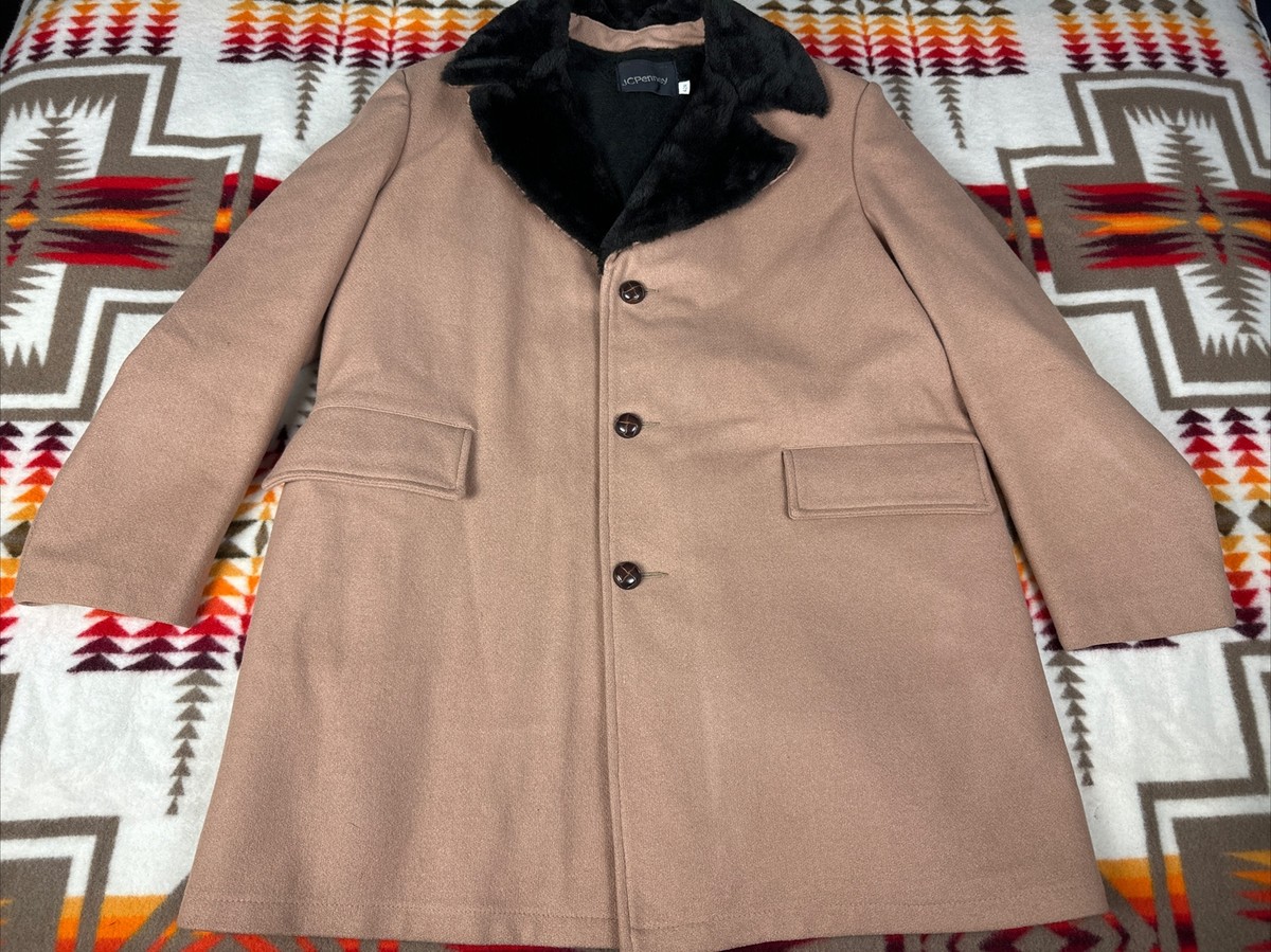 pamie コート　sheep coat Sサイズ　クリーニング済み JC Penny Vintage 70s Wool Faux Fur Collar Over Pea Coat