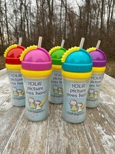 LOT of 6 Playtex Create My Own Cup Toddler Baby Sippy Straw Picture Drawing