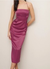 Reformation Lai Satin Dress In Strawberry Wine 