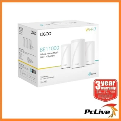 TP-Link Deco BE65 3 Pack BE11000 Whole Home Mesh WiFi 7 System Tri-Band 2.5G LAN - image 1 of 4