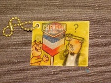 VINTAGE OIL CHEVRON GASOLINE GAS STATION CALSO FLICKER KEY CHAIN HOLDER