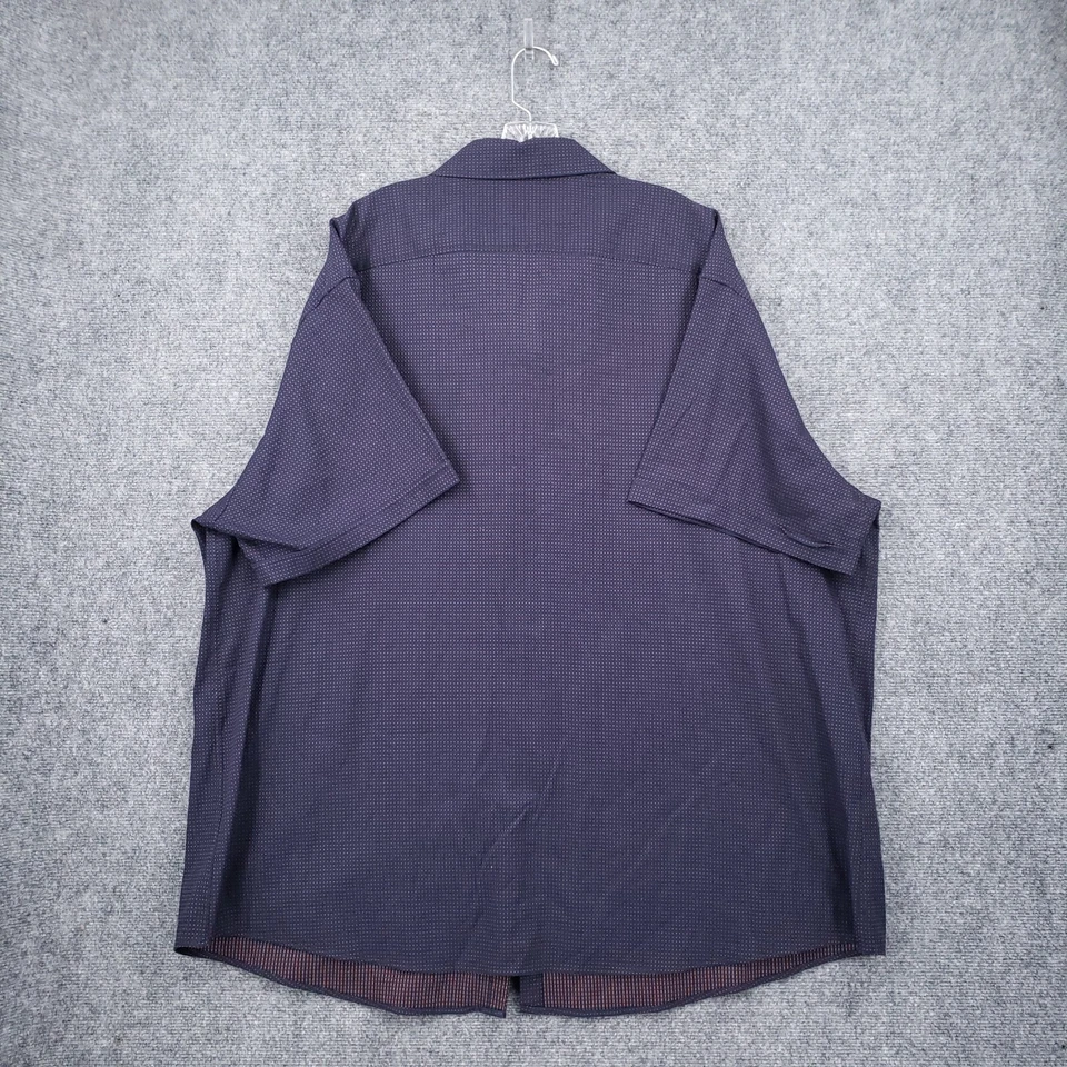 NEW Murano Button Up Shirt Mens 4XB Big Blue Short Sleeve Polka dots Collared - Image 2 of 4