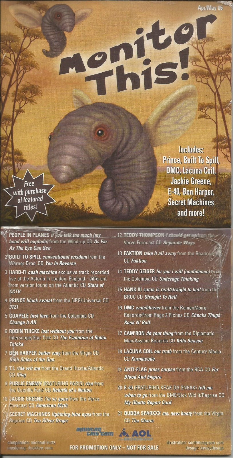 PROMO CD w/ RARE LIVE HARD FI trk & PRINCE Jackie Green BUILT TO SPILL E-40 T.I.