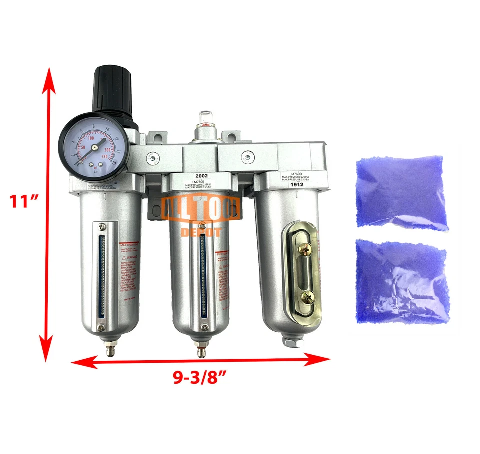 3/4" HEAVY DUTY INDUSTRIAL GRADE FILTER REGULATOR COALESCING DESICCANT DRYER SYS - Image 2 of 4