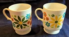 VTG Milk Glass Flower Power Cups Pair Daisy Stackable Yellow Blue Orange  Green