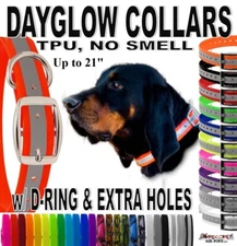 3/4 INCH WIDE X 21 INCH TPU DAYGLOW DOG COLLAR, No Smell waterproof Reflective