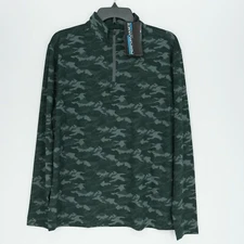 Roundtree & Yorke Men's Performance Pullover 1/4 Zip S Green Camo Stretch NWT