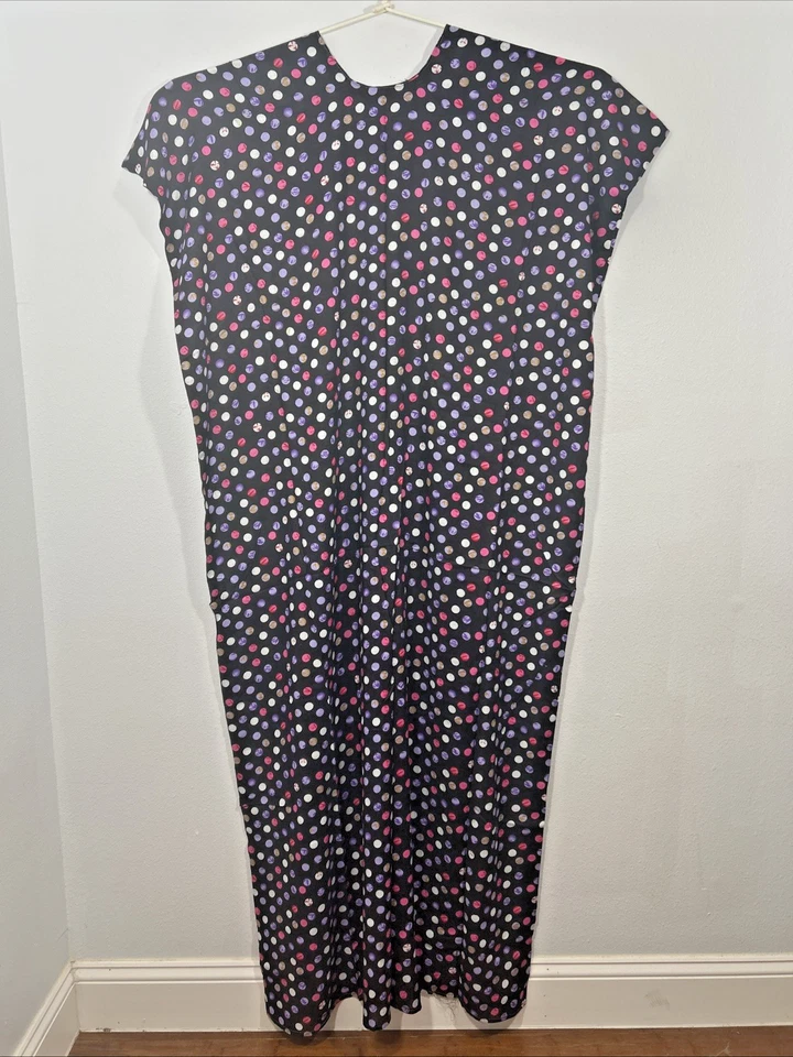 Handmade Kaftan Maxi Dress Womens OS Polka Dot Rayon Caftan Kimono Beachy - Image 4 of 4