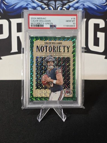 2024 Mosaic ROOKIE Caleb Williams #18 Notoriety Green PSA 10 Chicago Bears
