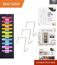 Compact Hanging Organizer - Black 10-Pocket Chart with Strong Door Hangers