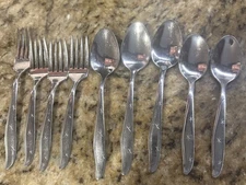 MAR-CREST Stainless Fork, 3 small forks 5 spoons-Atomic Starburst 3 Stars USA