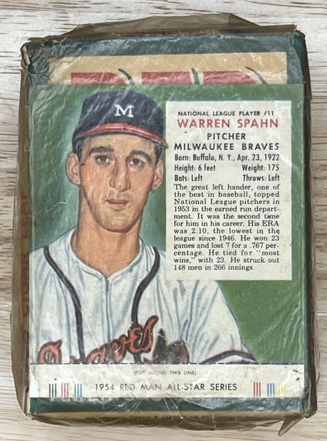 Unopened Vintage 1954 Red Man Box w/ Warren Spahn Collectible Sports Card #11