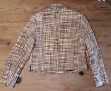 VTG Carlisle Womens 8 Blazer Jacket Zip Up Front Brown Tweed 100 Silk Pockets