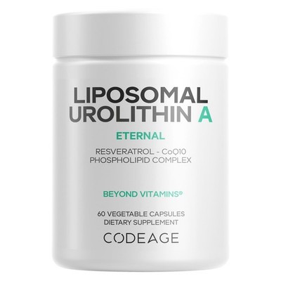 Codeage Urolithin A 500mg with Betaine Resveratrol CoQ10 Liposomal 60 Capsules