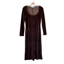 Reformation Finneas Dress Chocolate Brown Velvet Long Sleeve Midi Women’s Size M