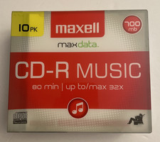 Maxell MaxData CD-R Music 10 Pk Audio Recordable Compact Discs 80 Min 32X 700mb