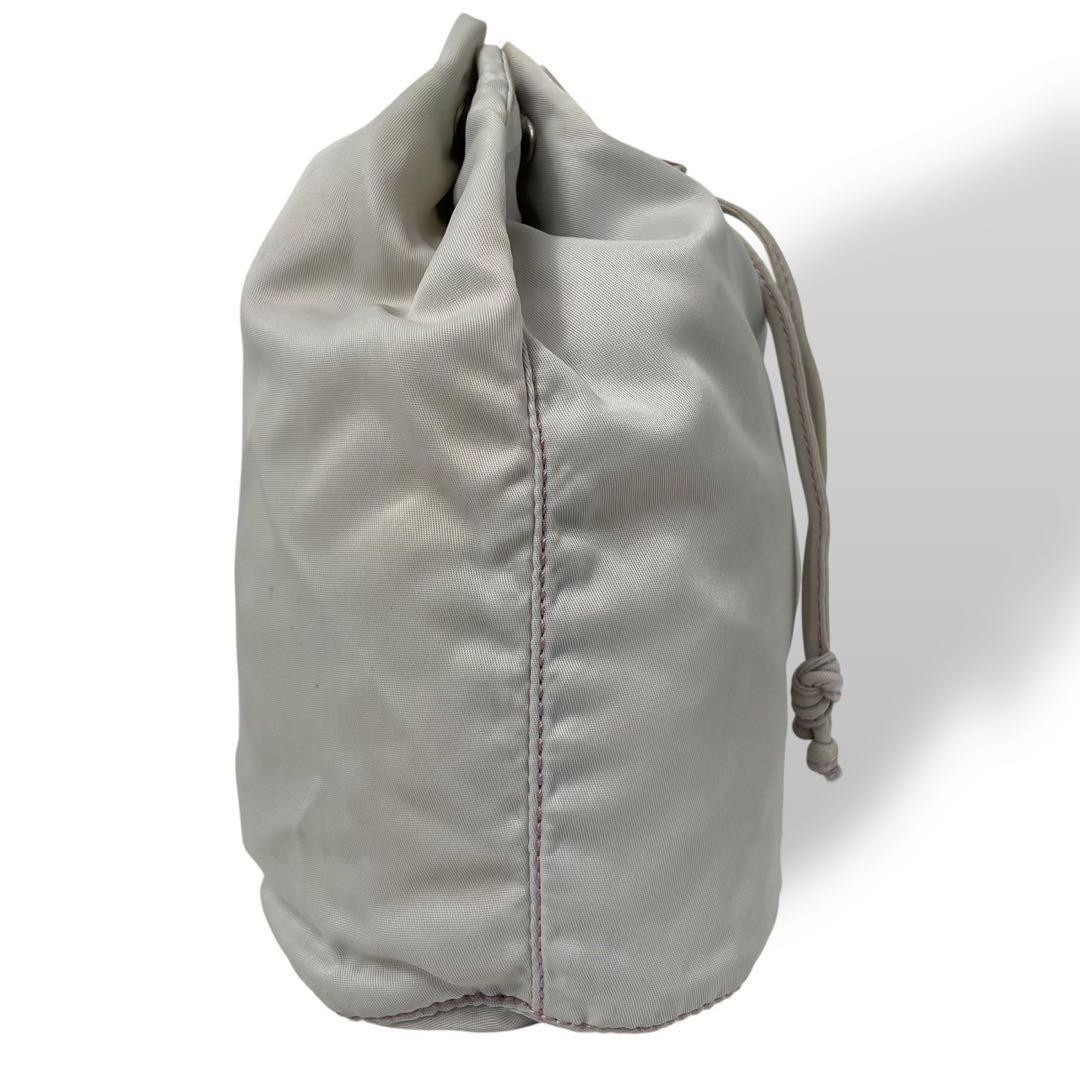PRADA Nylon Drawstring Pouch Gray Triangular Plate - image 4